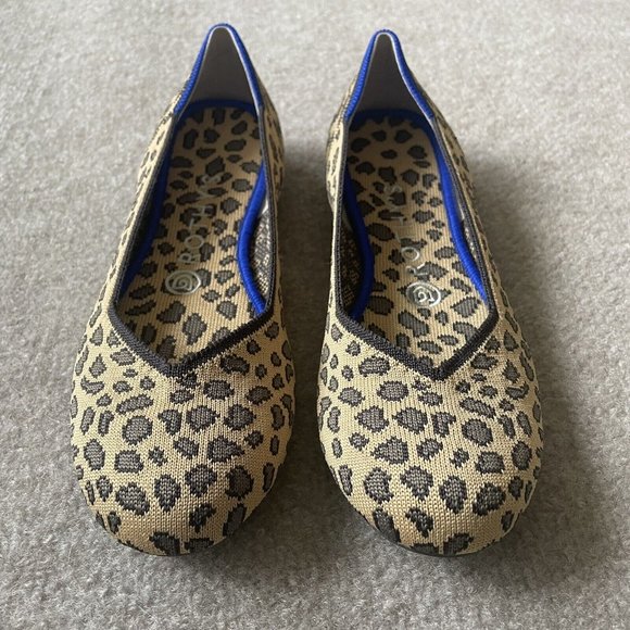 Rothy's Shoes Womens Size 7.5 The Flat Brown Spotted Leopard Print RETIRED Flats - Picture 2 of 15